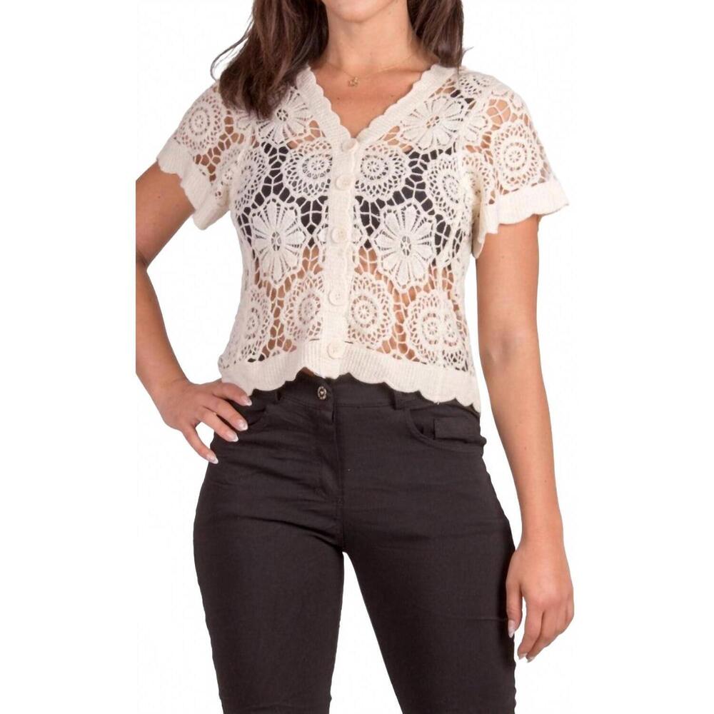 NEW GIGI MODA diletta crochet cardigan in beige